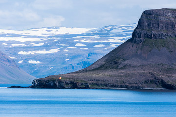 On the road near Bildudalur on the shores of the  Arnar Fjord, Western Fjords, Iceland