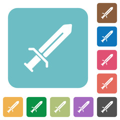 Sword rounded square flat icons