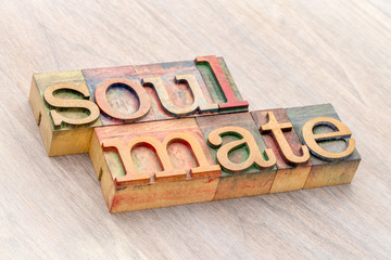 soulmate word abstract in wood type