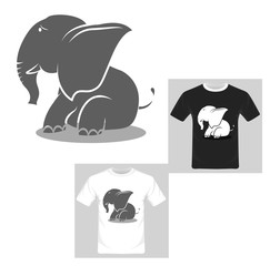 T-shirt graphic design. Cute elephant vector illustration. 