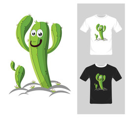 T-shirt graphic design. Cactus - Vector Illustration. 