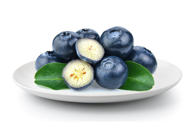 Blueberry in a plate isolated on a white background