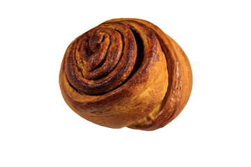 Sweet cinnamon bun isolated on white background