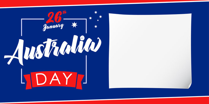 Australia day, 26 January banner. Vector illustration for 26th january Australia day lettering banner background with national flag colors