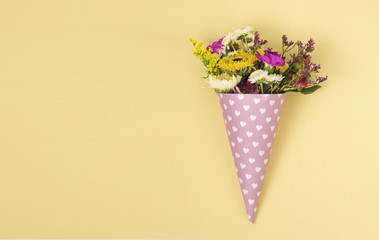 flowers in a horn for ice cream