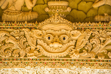 Beautiful molding art at Ming Muang temple in Nan province