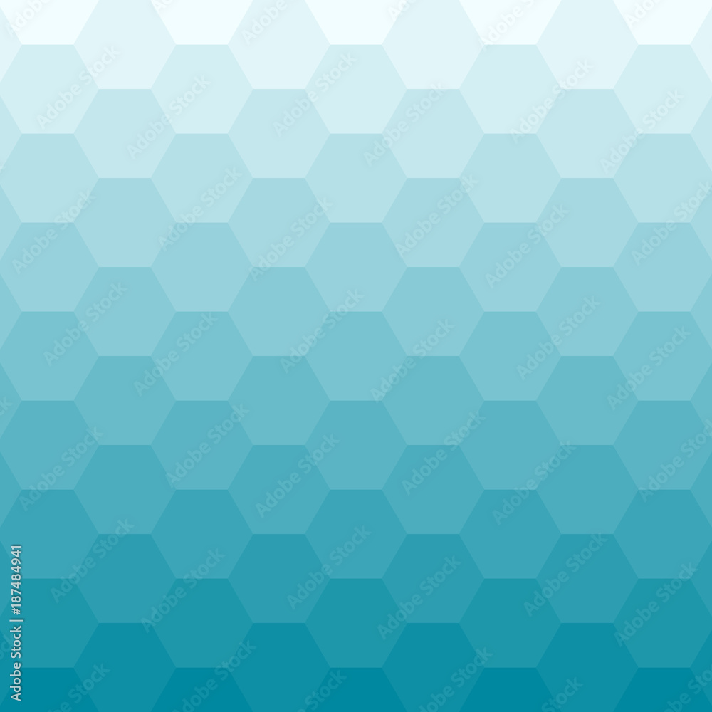 Poster abstract blue background with hexagons.