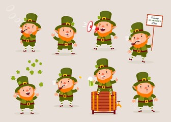 Leprechaun, Vector Illustration, St. Patrick's Day, Isolated Objects for Design, Vector, Set of Characters 2