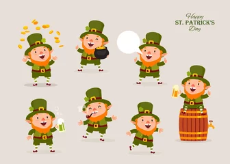 Fotobehang Leprechaun, Vector Illustration, St. Patrick's Day, Isolated Objects for Design, Vector, Set of Characters 1 © SMSka