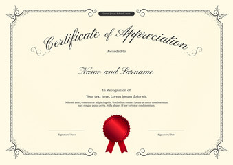 Luxury certificate template with elegant border frame, Diploma design for graduation or completion