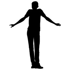 Silhouette of People Standing on White Background