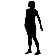Silhouette of People Standing on White Background