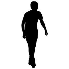 Silhouette of People Standing on White Background