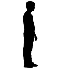 Silhouette of People Standing on White Background