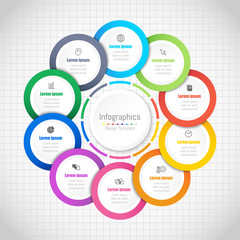Infographic design elements for your business data with 10 options, parts, steps, timelines or processes. Vector Illustration.