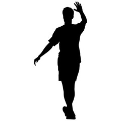 Silhouette of People with a raised hand on White Background