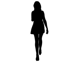 Silhouette of People walking on White Background