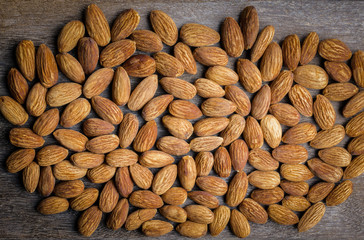 Peeled almonds closeup. For vegetarians.