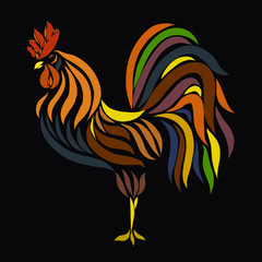 Beautiful cock, patterned colored weather vane