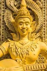 Beautiful molding art at Ming Muang temple in Nan province