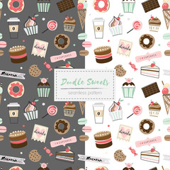 Doodle sweets seamless pattern