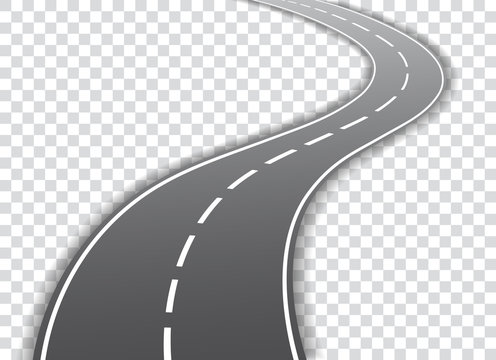 Vector winding road isolated on transparent background. Vector EPS 10.