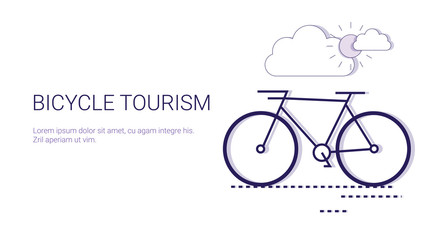 Fototapeta premium Bicycle Tourism Active Travel Adventure And Vacation Tourism Concept Web Banner With Copy Space Vector Illustration