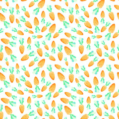 Watercolor carrot seamless pattern. Easter holidays. For design, card, print or background