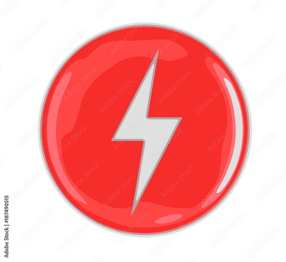 Poster button with lightning. image with clipping path