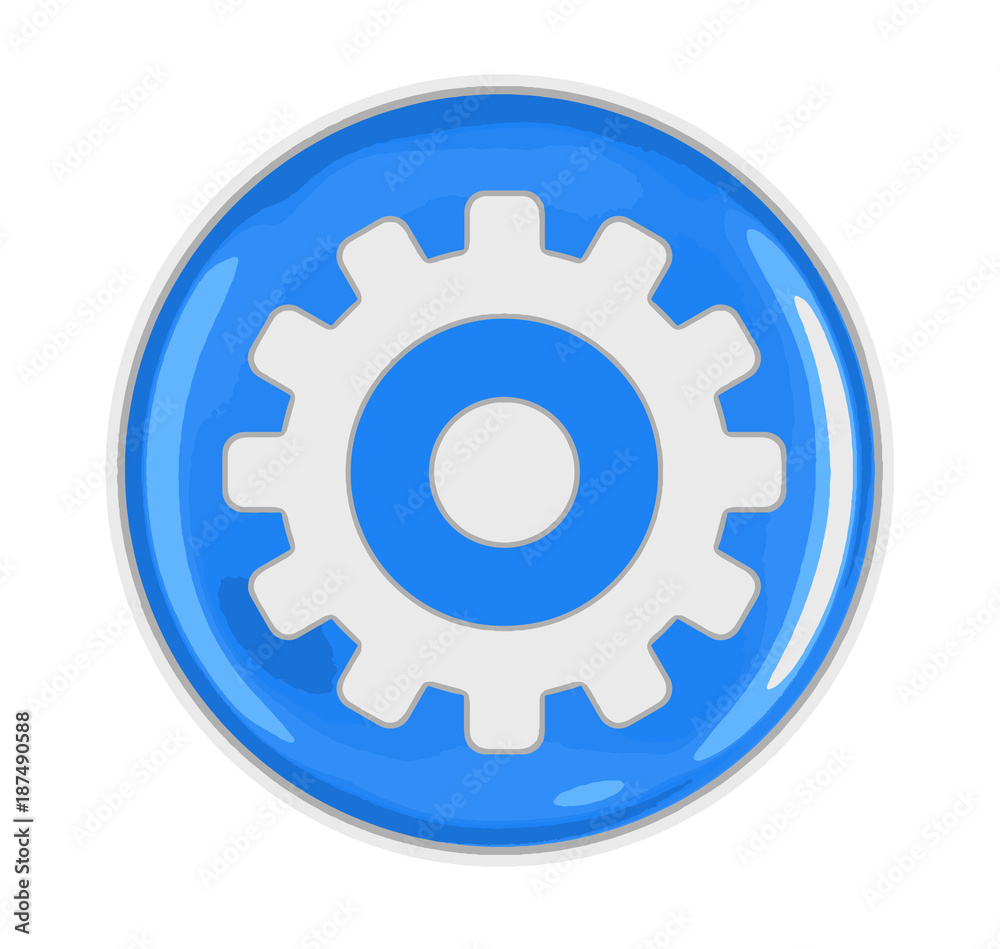 Poster button with gear. image with clipping path