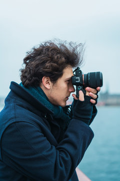 Close-up photographer man