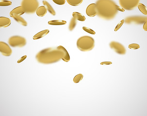 Background with falling gold coins.