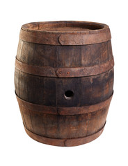 Fototapeta premium Old wood barrel isolated on white background