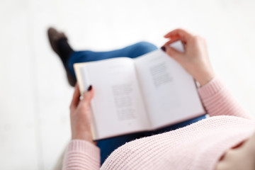 Woman reading book