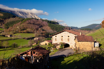 Typical Basque landscape between mountains