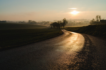 Sunrise in Austria on the countryside
