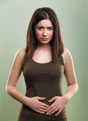 Woman with stomach menstrual pain