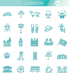London icons set. England, thin line design