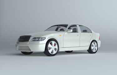 Fototapeta na wymiar 3d rendering of a brandless generic car