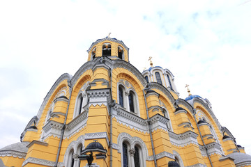 Yellow facade of the St.Vladimir's Cathedral, Kiev, Ukraine