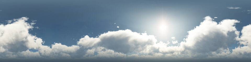 Naklejka na ściany i meble 360 degree seamless panorama of clouds on blue sky