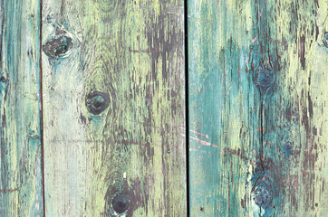 Old green and blue rustic wooden surface suitable for background