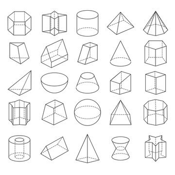 Abstract geometric shapes. Vector 3d crystals from icons isolated on white background