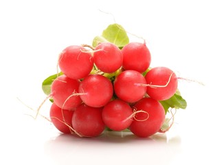  Fresh radishes on a white background