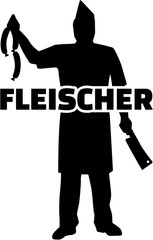Butcher silhouette with german job title