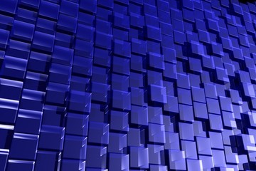 3D rendering,Abstract reflect on blue transparency cubes background.