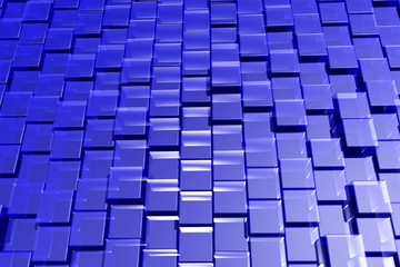 3D rendering,Abstract reflect on blue transparency cubes background.
