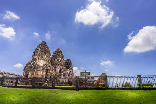 Phra Prang Sam Yod temple. An ancient Khmer architecture in Lopburi, Thailand