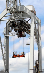 Cranes are working in the harbor of Rotterdam