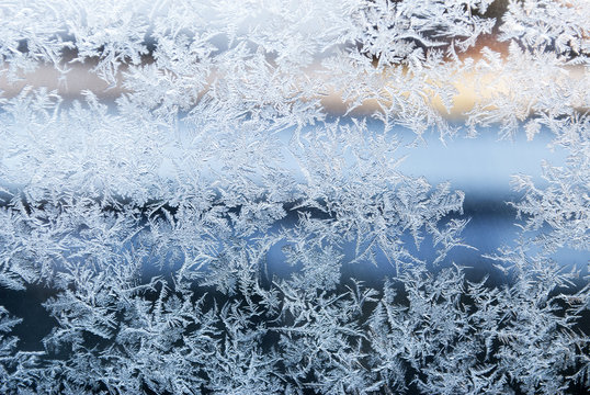 Eisblumen, Eiskristalle auf gefrorener Fensterscheibe, Textur, Hintergrund, Weihnachten, xmas 